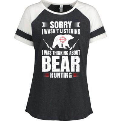 Funny Bear Hunting Lover Fan Hunter Hobby Gun Wildlife Gift Enza Ladies Jersey Colorblock Tee