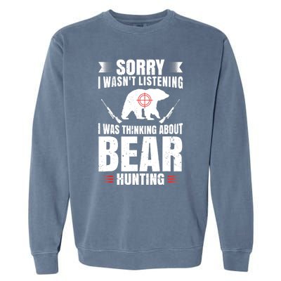 Funny Bear Hunting Lover Fan Hunter Hobby Gun Wildlife Gift Garment-Dyed Sweatshirt