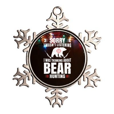 Funny Bear Hunting Lover Fan Hunter Hobby Gun Wildlife Gift Metallic Star Ornament