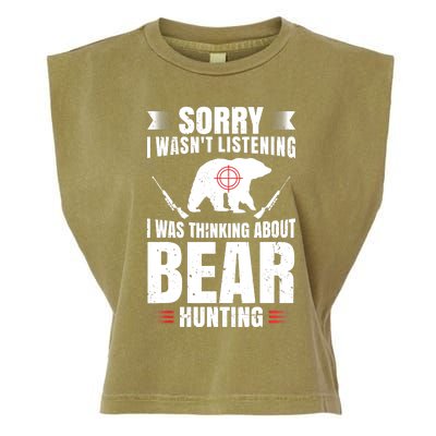 Funny Bear Hunting Lover Fan Hunter Hobby Gun Wildlife Gift Garment-Dyed Women's Muscle Tee