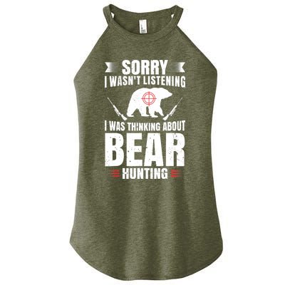 Funny Bear Hunting Lover Fan Hunter Hobby Gun Wildlife Gift Women's Perfect Tri Rocker Tank