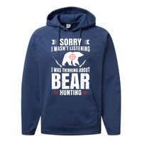 Funny Bear Hunting Lover Fan Hunter Hobby Gun Wildlife Gift Performance Fleece Hoodie