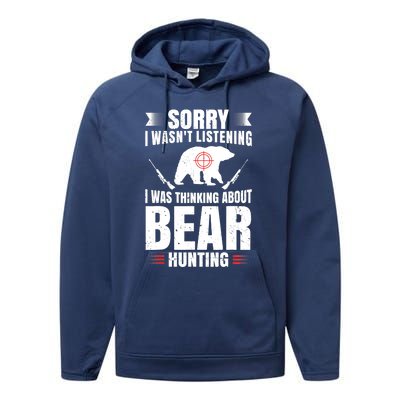 Funny Bear Hunting Lover Fan Hunter Hobby Gun Wildlife Gift Performance Fleece Hoodie