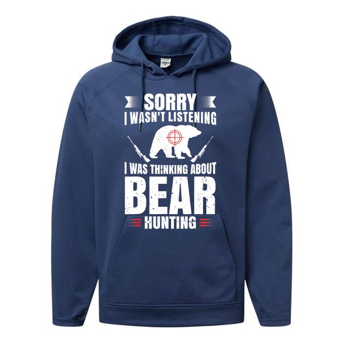 Funny Bear Hunting Lover Fan Hunter Hobby Gun Wildlife Gift Performance Fleece Hoodie