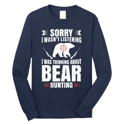 Funny Bear Hunting Lover Fan Hunter Hobby Gun Wildlife Gift Long Sleeve Shirt