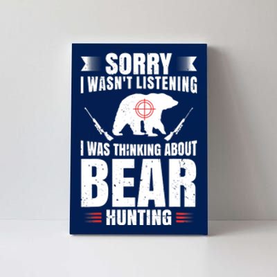 Funny Bear Hunting Lover Fan Hunter Hobby Gun Wildlife Gift Canvas