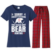 Funny Bear Hunting Lover Fan Hunter Hobby Gun Wildlife Gift Women's Flannel Pajama Set