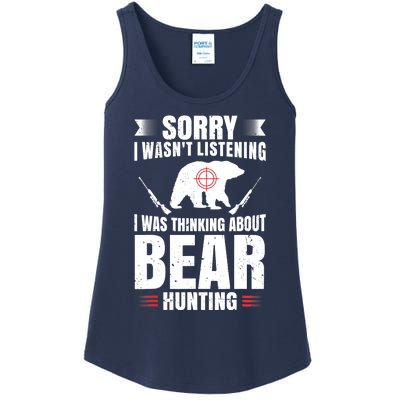 Funny Bear Hunting Lover Fan Hunter Hobby Gun Wildlife Gift Ladies Essential Tank