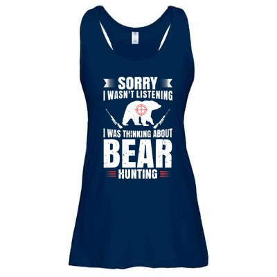 Funny Bear Hunting Lover Fan Hunter Hobby Gun Wildlife Gift Ladies Essential Flowy Tank