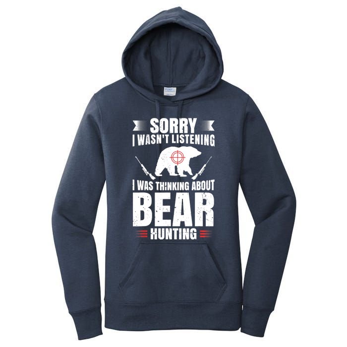 Funny Bear Hunting Lover Fan Hunter Hobby Gun Wildlife Gift Women's Pullover Hoodie