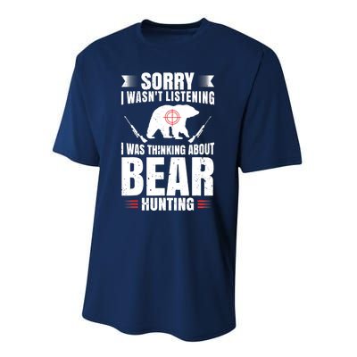 Funny Bear Hunting Lover Fan Hunter Hobby Gun Wildlife Gift Performance Sprint T-Shirt