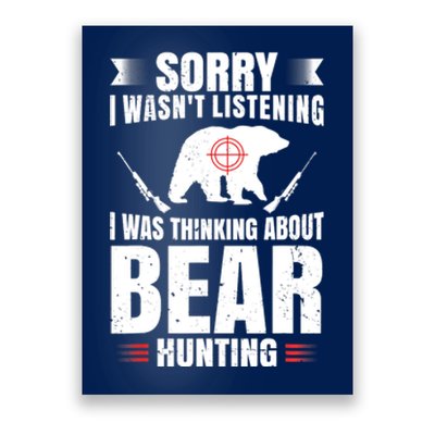 Funny Bear Hunting Lover Fan Hunter Hobby Gun Wildlife Gift Poster