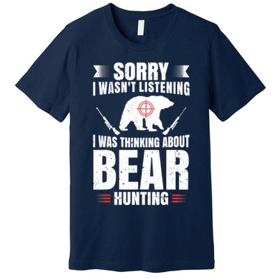 Funny Bear Hunting Lover Fan Hunter Hobby Gun Wildlife Gift Premium T-Shirt