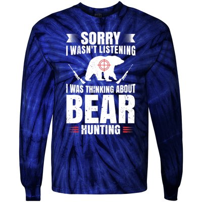 Funny Bear Hunting Lover Fan Hunter Hobby Gun Wildlife Gift Tie-Dye Long Sleeve Shirt