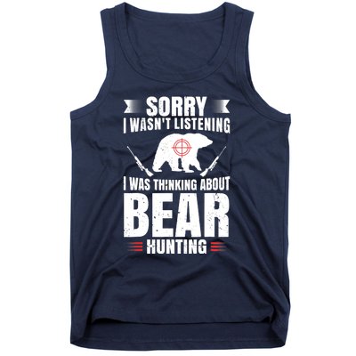 Funny Bear Hunting Lover Fan Hunter Hobby Gun Wildlife Gift Tank Top