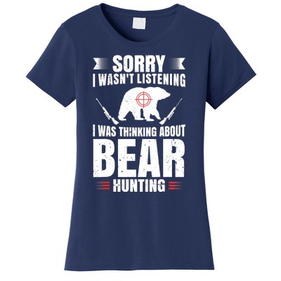 Funny Bear Hunting Lover Fan Hunter Hobby Gun Wildlife Gift Women's T-Shirt