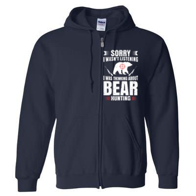 Funny Bear Hunting Lover Fan Hunter Hobby Gun Wildlife Gift Full Zip Hoodie