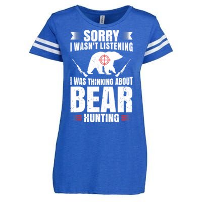 Funny Bear Hunting Lover Fan Hunter Hobby Gun Wildlife Gift Enza Ladies Jersey Football T-Shirt