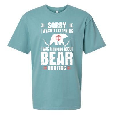 Funny Bear Hunting Lover Fan Hunter Hobby Gun Wildlife Gift Sueded Cloud Jersey T-Shirt