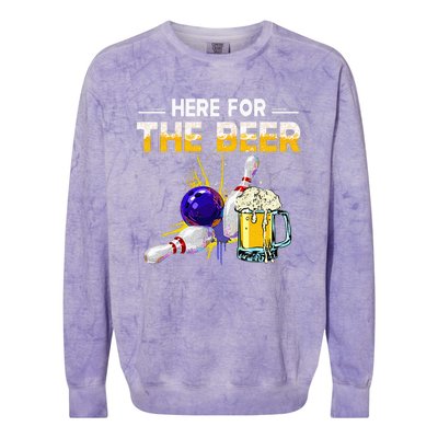 Funny Bowling Hobby Here For The Beer Drinking Novelty Gifts Colorblast Crewneck Sweatshirt