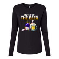 Funny Bowling Hobby Here For The Beer Drinking Novelty Gifts Womens Cotton Relaxed Long Sleeve T-Shirt