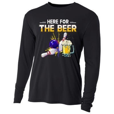 Funny Bowling Hobby Here For The Beer Drinking Novelty Gifts Cooling Performance Long Sleeve Crew