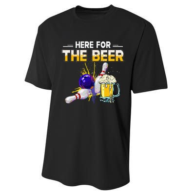 Funny Bowling Hobby Here For The Beer Drinking Novelty Gifts Performance Sprint T-Shirt