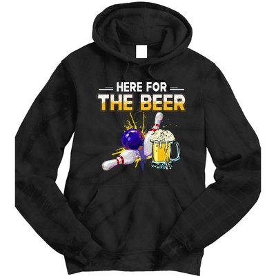 Funny Bowling Hobby Here For The Beer Drinking Novelty Gifts Tie Dye Hoodie