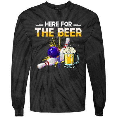 Funny Bowling Hobby Here For The Beer Drinking Novelty Gifts Tie-Dye Long Sleeve Shirt