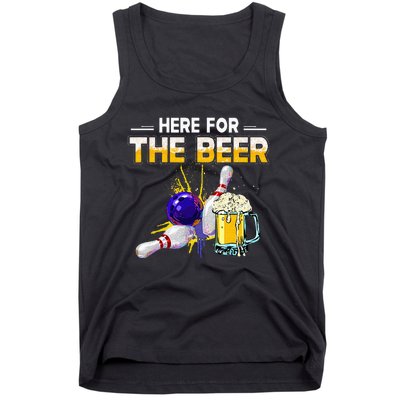 Funny Bowling Hobby Here For The Beer Drinking Novelty Gifts Tank Top