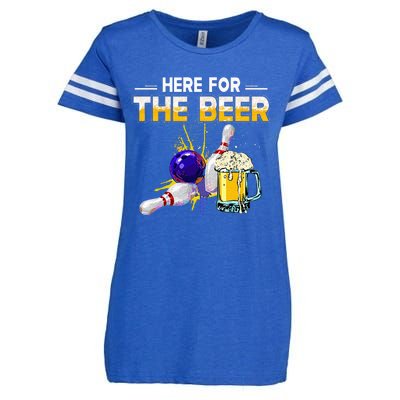 Funny Bowling Hobby Here For The Beer Drinking Novelty Gifts Enza Ladies Jersey Football T-Shirt