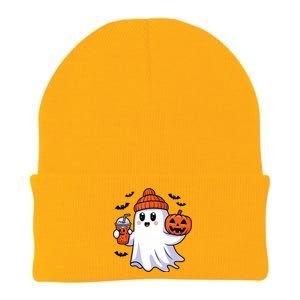 Funny Booey Halloween Ghost Whimsical Spooky Season Knit Cap Winter Beanie