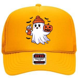 Funny Booey Halloween Ghost Whimsical Spooky Season High Crown Mesh Back Trucker Hat