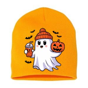 Funny Booey Halloween Ghost Whimsical Spooky Season Short Acrylic Beanie