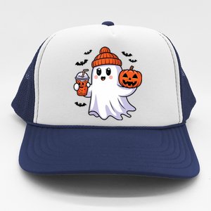 Funny Booey Halloween Ghost Whimsical Spooky Season Trucker Hat