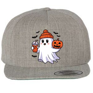 Funny Booey Halloween Ghost Whimsical Spooky Season Wool Snapback Cap