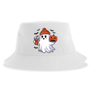 Funny Booey Halloween Ghost Whimsical Spooky Season Sustainable Bucket Hat