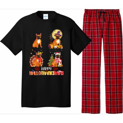 French Bulldog Halloween Thanksgiving Xmas Hallothanksmas Great Gift Pajama Set