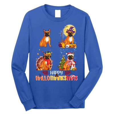 French Bulldog Halloween Thanksgiving Xmas Hallothanksmas Great Gift Long Sleeve Shirt