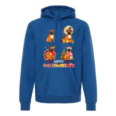 French Bulldog Halloween Thanksgiving Xmas Hallothanksmas Great Gift Premium Hoodie