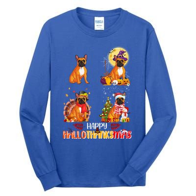 French Bulldog Halloween Thanksgiving Xmas Hallothanksmas Great Gift Tall Long Sleeve T-Shirt