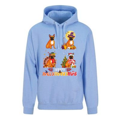 French Bulldog Halloween Thanksgiving Xmas Hallothanksmas Great Gift Unisex Surf Hoodie