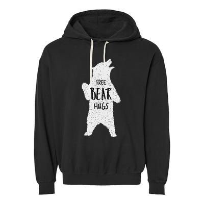 Free Bear Hugs From A Huge White Bear. Funny Bear Hug Garment-Dyed Fleece Hoodie