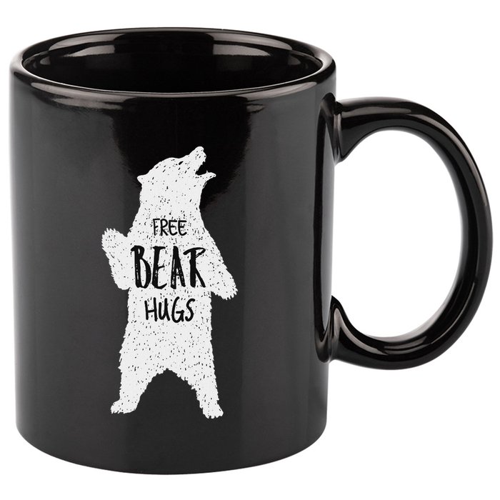 Free Bear Hugs From A Huge White Bear. Funny Bear Hug 11oz C Handle Ceramic Mug