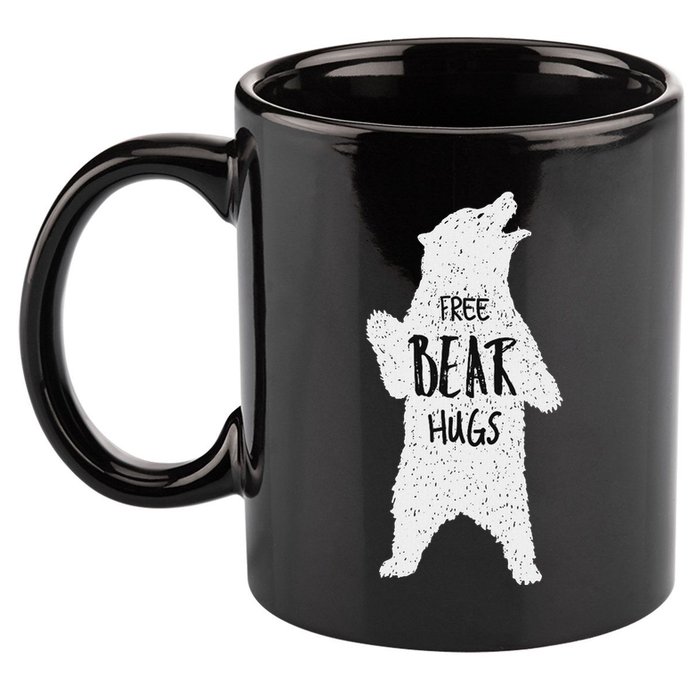 Free Bear Hugs From A Huge White Bear. Funny Bear Hug 11oz C Handle Ceramic Mug