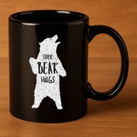 Free Bear Hugs From A Huge White Bear. Funny Bear Hug 11oz C Handle Ceramic Mug