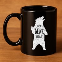 Free Bear Hugs From A Huge White Bear. Funny Bear Hug 11oz C Handle Ceramic Mug