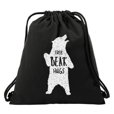 Free Bear Hugs From A Huge White Bear. Funny Bear Hug Drawstring Bag