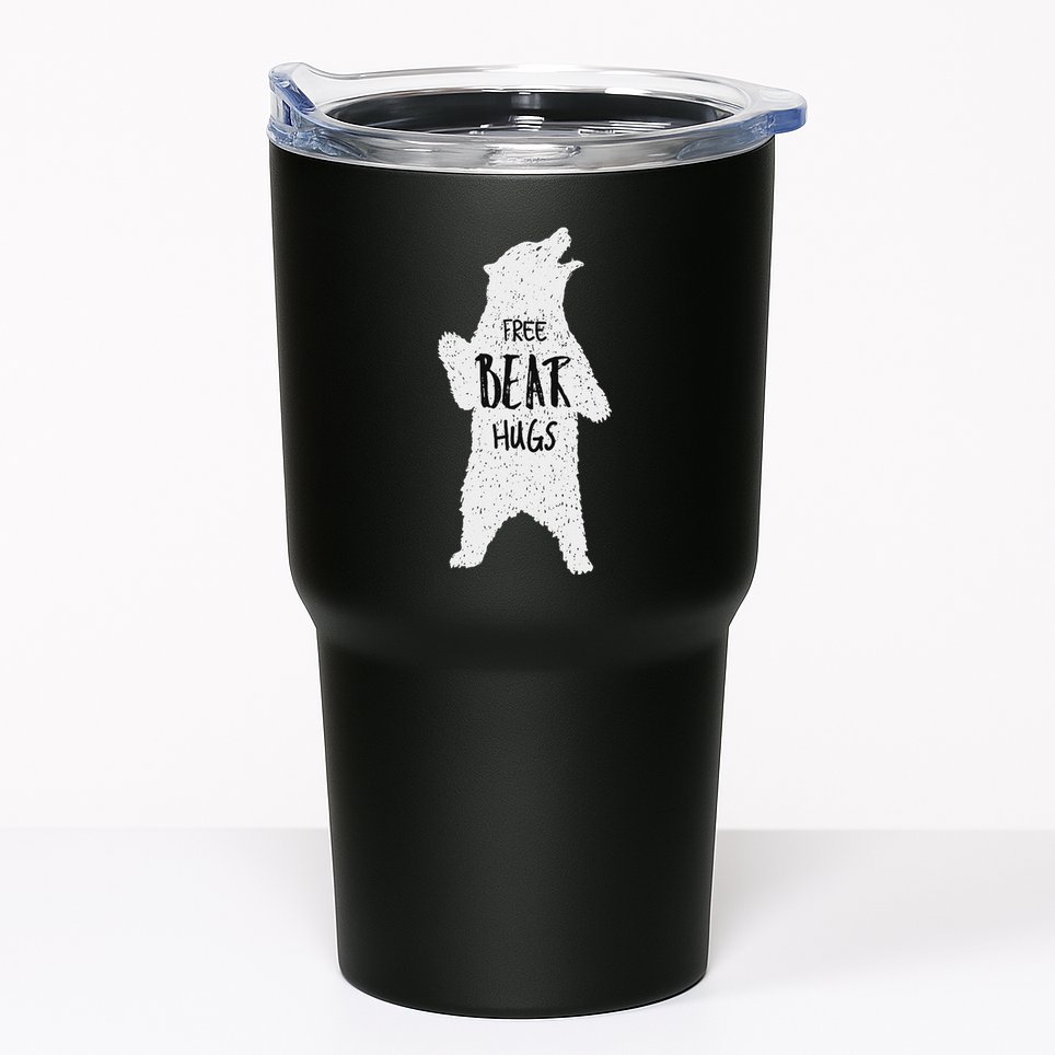 Free Bear Hugs From A Huge White Bear. Funny Bear Hug Tumbler