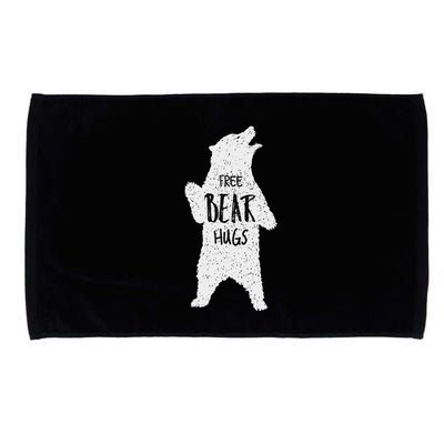 Free Bear Hugs From A Huge White Bear. Funny Bear Hug Microfiber Hand Towel